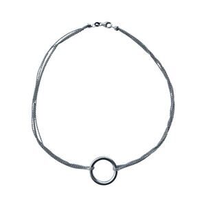 Vintage .925 Sterling Silver 4-Strand Circle Pendant Choker Necklace 14”